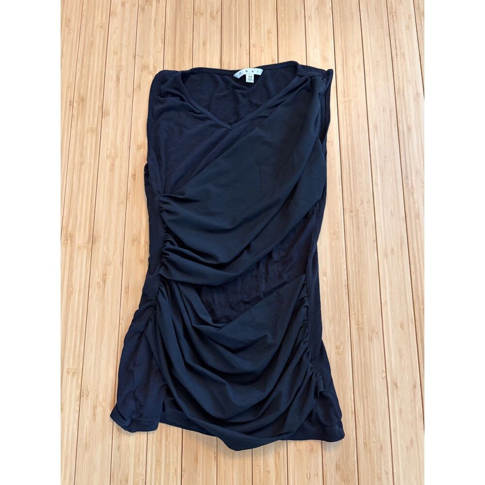 CAbi size XS Double Wrap Sleeveless top, black